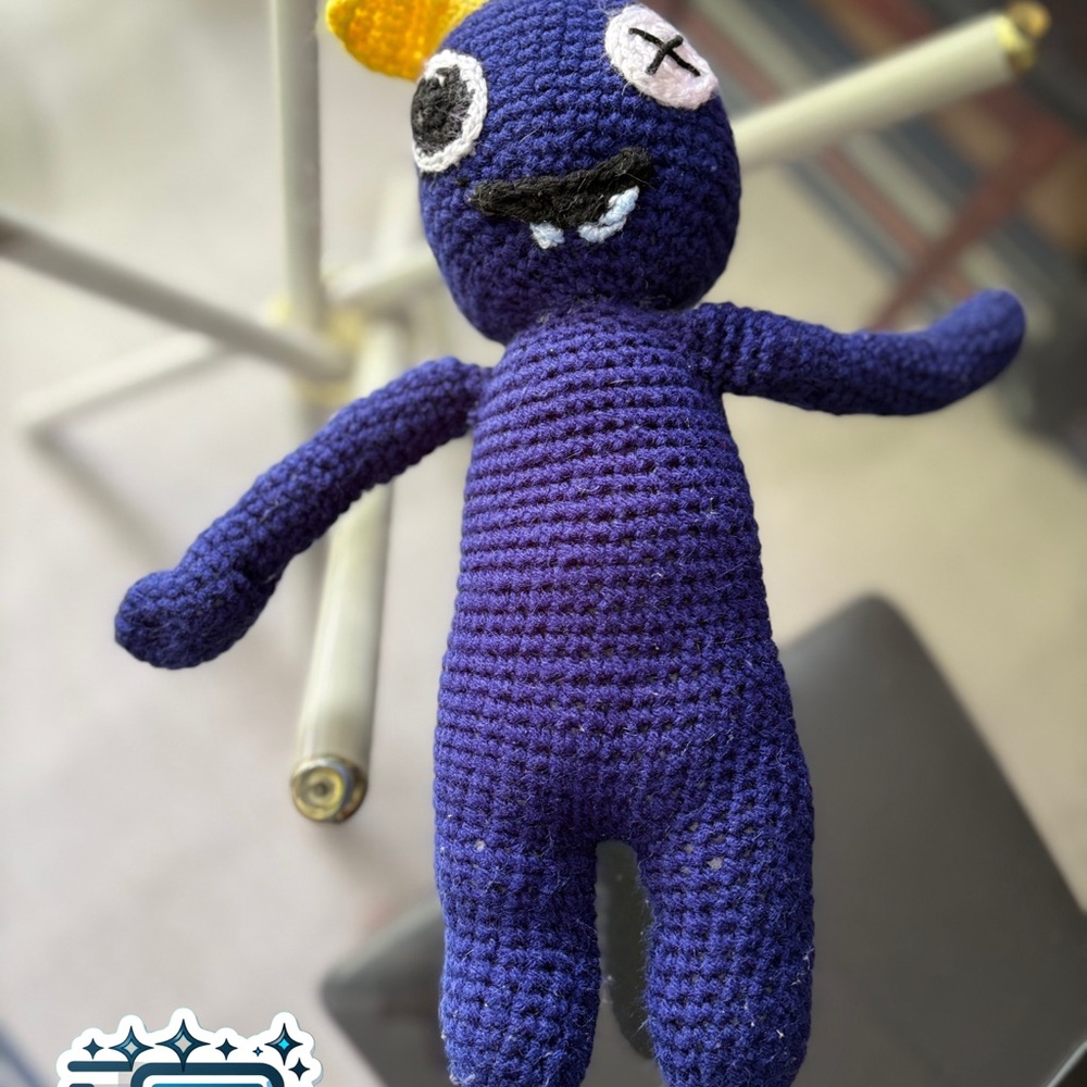 Blue Knitted Monster Toy